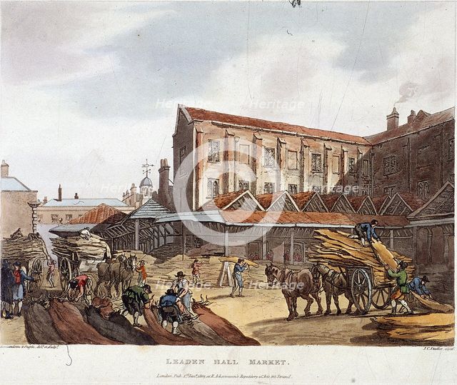 Leadenhall Market, London, 1809. Artist: Augustus Charles Pugin