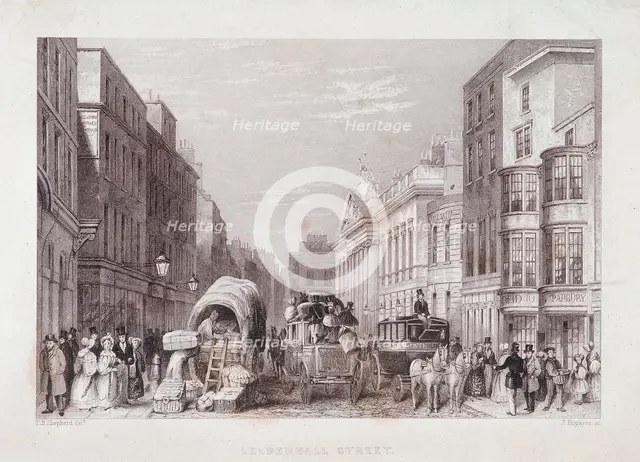 Leadenhall Street, London, c1837. Artist: J Hopkins