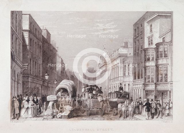 Leadenhall Street, London, c1837. Artist: J Hopkins