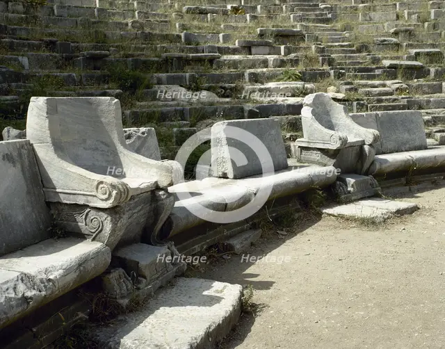 Leader seat, Theatre, Priene, Ionia, Anatolia, Turkey, 1999. Creator: Unknown.
