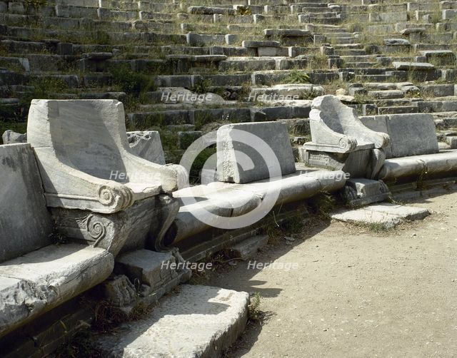 Leader seat, Theatre, Priene, Ionia, Anatolia, Turkey, 1999. Creator: Unknown.