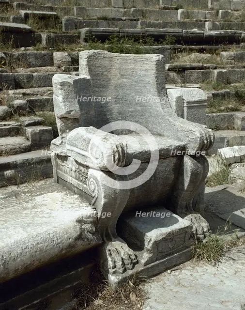 Leader seat, Theatre, Priene, Ionia, Anatolia, Turkey, 1999. Creator: Unknown.