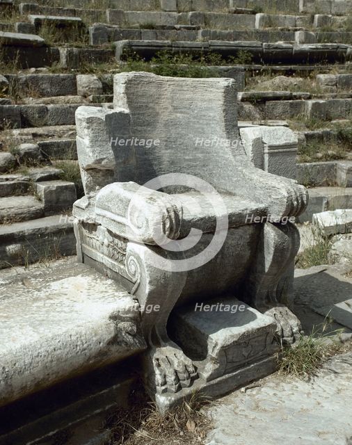 Leader seat, Theatre, Priene, Ionia, Anatolia, Turkey, 1999. Creator: Unknown.
