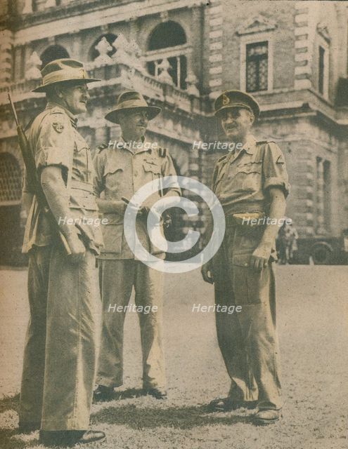 'Leaders in the Burma Campaign met in Rangoon after the city's fall on May 3, 1945', 1945. Artist: Unknown.