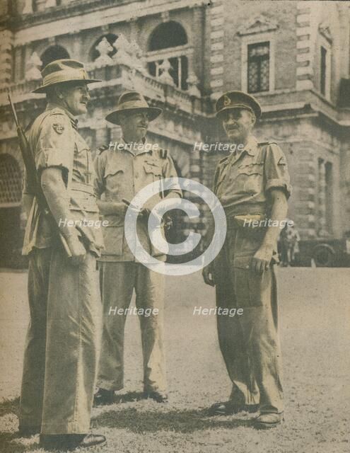 'Leaders in the Burma Campaign met in Rangoon after the city's fall on May 3, 1945', 1945. Artist: Unknown.