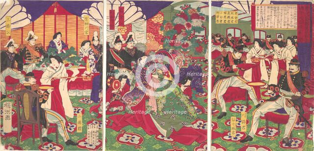 Leaders of the Pacification of the Kagoshima Rebels Celebrating with Cups ..., September 20th, 1877. Creator: Chikanobu Yoshu.