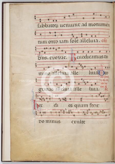Leaf 4 from an antiphonal fragment (verso), c. 1275. Creator: Unknown.