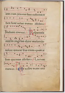 Leaf 4 from an antiphonal fragment, c. 1275. Creator: Unknown