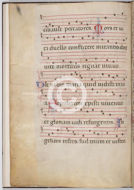 Leaf 6 from an antiphonal fragment (verso), c. 1275. Creator: Unknown.