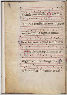 Leaf 6 from an antiphonal fragment (verso), c. 1275. Creator: Unknown