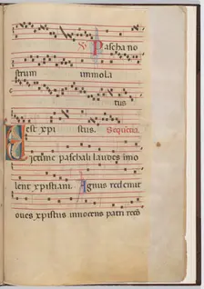 Leaf 6 from an antiphonal fragment, c. 1275. Creator: Unknown