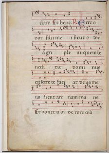 Leaf 8 from an antiphonal fragment (verso), c. 1275. Creator: Unknown