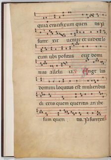 Leaf 1 from an antiphonal fragment (verso), c. 1275. Creator: Unknown