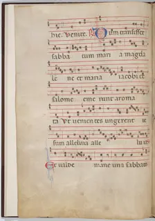 Leaf 2 from an antiphonal fragment (verso), c. 1275. Creator: Unknown