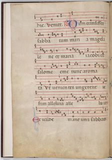 Leaf 2 from an antiphonal fragment (verso), c. 1275. Creator: Unknown