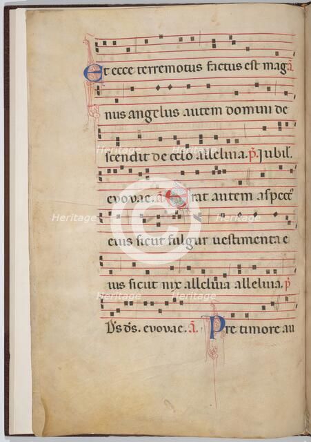 Leaf 3 from an antiphonal fragment (verso), c. 1275. Creator: Unknown.