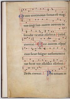 Leaf 3 from an antiphonal fragment (verso), c. 1275. Creator: Unknown