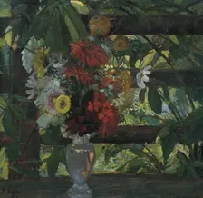 Leaf with flowers, undated. (c1920s) Creator: Wilhelm Legler