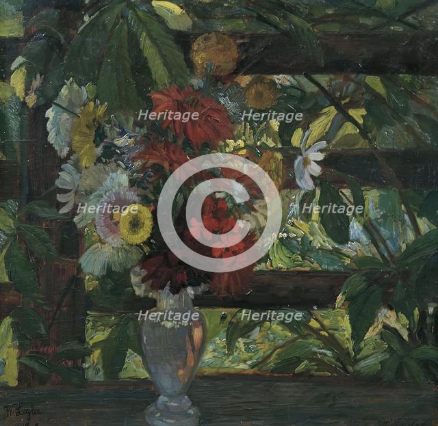 Leaf with flowers, undated. (c1920s) Creator: Wilhelm Legler.