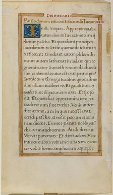 Leaf with Framed Text with Ornamental Initial, early 16th century. Creator: School of Jean Colombe
