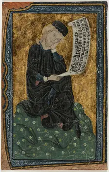 Leaf: Abelard with Scroll, 14th century. Creator: Unknown