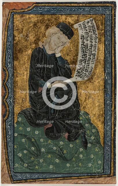 Leaf: Abelard with Scroll, 14th century. Creator: Unknown.