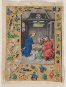 Leaf Excised from a Book of Hours: The Nativity, c. 1480. Creator: Master of the First Prayerbook of Maximillian (Flemish, c. 1444-1519)