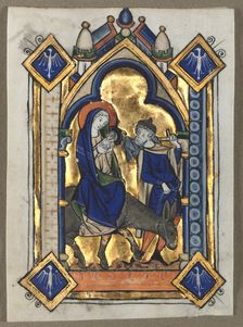 Leaf Excised from a Psalter: Flight Into Egypt, c. 1260. Creator: Unknown