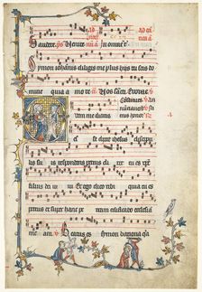 Leaf Excised from an Antiphonary: Initial Q with Saints Peter and Paul, c. 1325. Creator: Unknown