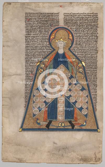 Leaf Excised from Henry of Segusio's "Summa Aurea": Table of Consanguinity, c. 1280. Creator: Unknown.