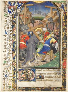 Leaf Excised from the Tarleton Hours: Christ Carrying the Cross (Terce, Office of the Virgin), c. 14 Creator: Unknown