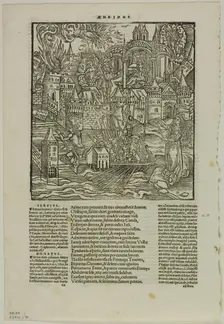 Leaf from Opera by Virgilius (after the Strasbourg Virgil, 1502), plate 90 from Woodcuts...1937. Creators: Unknown, Max Geisberg