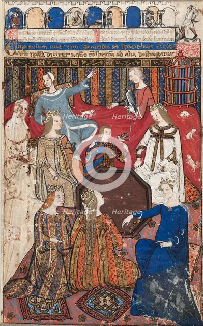 Leaf from a Cocharelli Treatise on the Vices: Accidia and Her Court, c. 1330-40. Creator: Unknown.