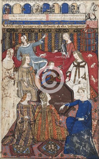 Leaf from a Cocharelli Treatise on the Vices: Accidia and Her Court, c. 1330-40. Creator: Unknown.