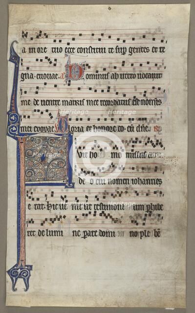 Leaf from a Choral Book: Annunciation to Zaccharias, c. 1265. Creator: Unknown.