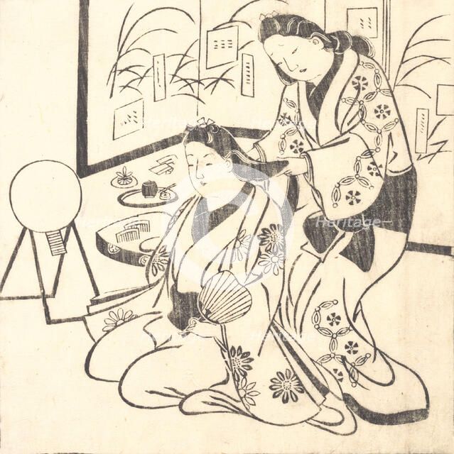 Leaf from a Book Entitled: Wakoku Hiaku-jo, One Hundred Japanese Women. Creator: Hishikawa Moronobu.