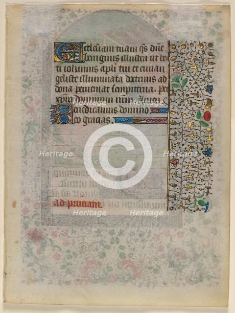 Leaf from a Book of Hours: Text (verso), c. 1430. Creator: Unknown.