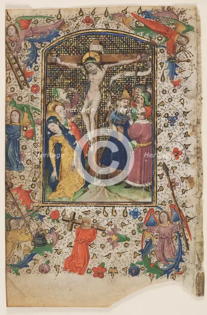 Leaf from a Book of Hours: The Crucifixion, 1430s. Creator: Master of Guillebert de Mets (Flemish); Workshop, and.