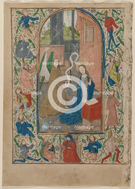 Leaf from a Book of Hours: The Annunciation, 1470s. Creator: Unknown.