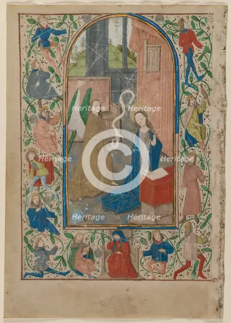 Leaf from a Book of Hours: The Annunciation (recto), 1470s. Creator: Unknown.