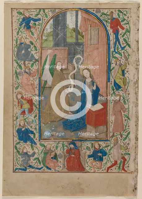 Leaf from a Book of Hours: The Annunciation (recto), 1470s. Creator: Unknown.
