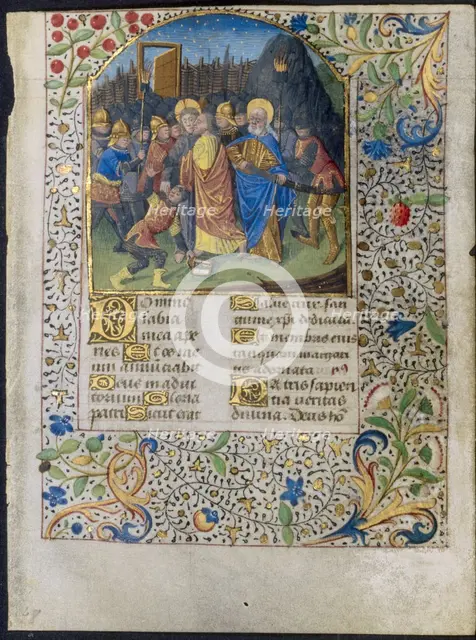 Leaf from a Book of Hours: The Betrayal of Christ, c. 1470-1485. Creator: Maître François (French), circle of.