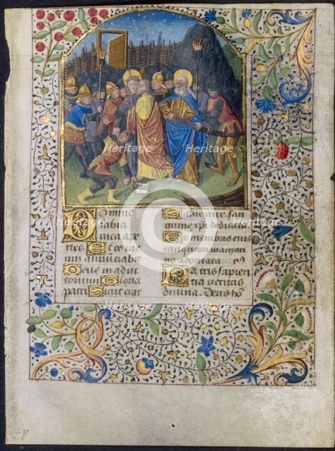 Leaf from a Book of Hours: The Betrayal of Christ, c. 1470-1485. Creator: Maître François (French), circle of.