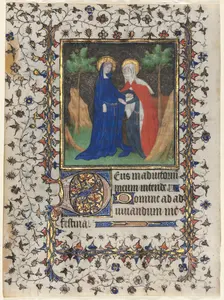 Leaf from a Book of Hours: The Visitation, c. 1415. Creator: Boucicaut Master (French, Paris, active about 1410-25), workshop of