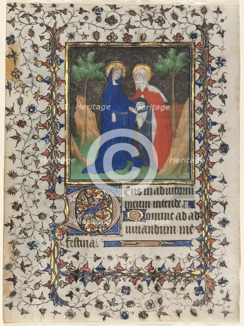 Leaf from a Book of Hours: The Visitation, c. 1415. Creator: Boucicaut Master (French, Paris, active about 1410-25), workshop of.