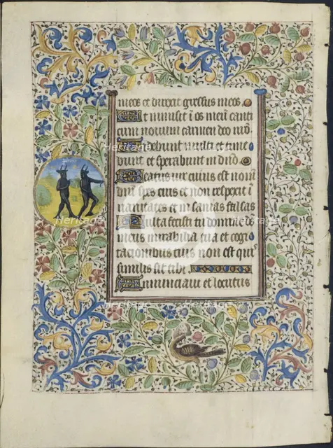 Leaf from a Book of Hours: Two Devils (verso), c. 1460. Creator: Coëtivy Master (French), circle of.