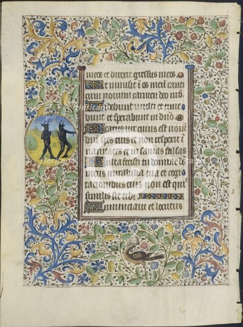 Leaf from a Book of Hours: Two Devils (verso), c. 1460. Creator: Coëtivy Master (French), circle of.