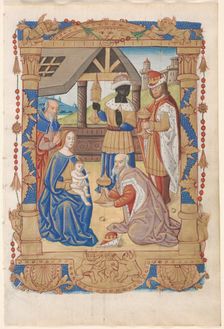 Leaf from a Book of Hours: Adoration of the Magi (recto), c. 1510. Creator: Unknown