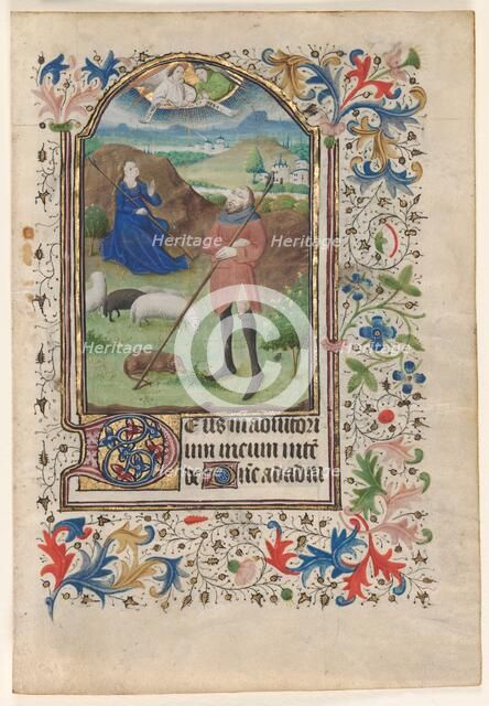 Leaf from a Book of Hours: Annunciation to the Shepherds, c. 1460. Creator: Unknown.