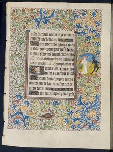 Leaf from a Book of Hours: Angel Chasing a Devil (recto) and Two Devils (verso), c. 1460. Creator: Coëtivy Master (French), circle of